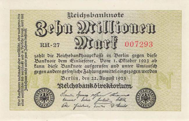 10 Millionen Mark 1923